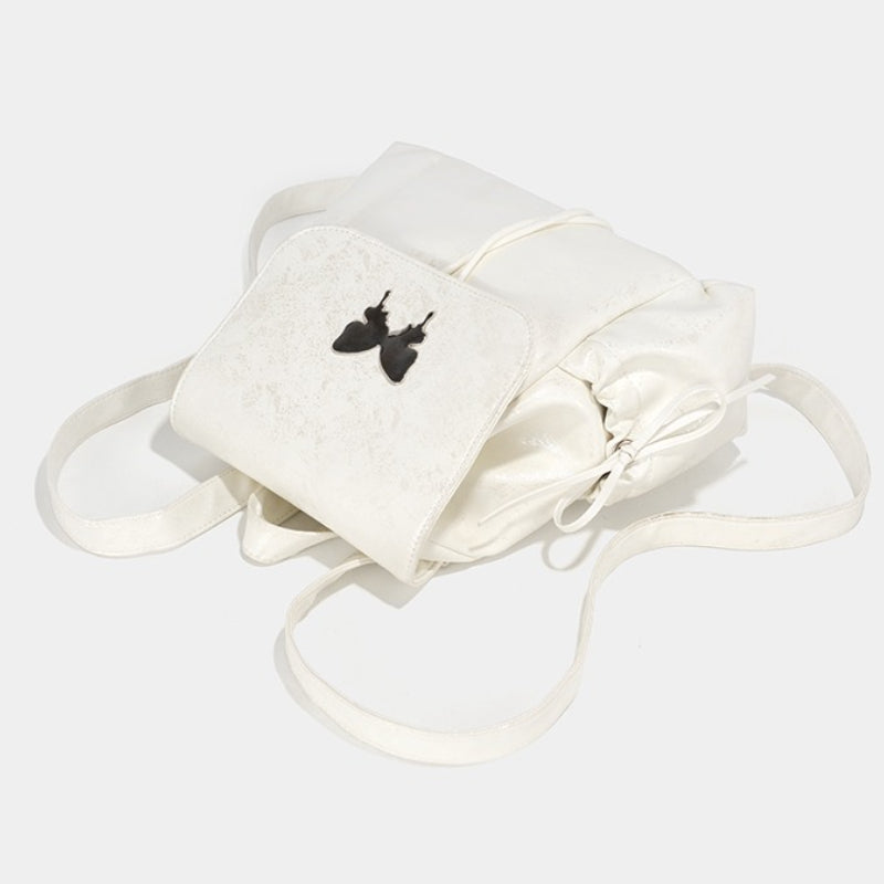 Women's Korean-Style White Layered Backpack - Golden-Tone Hardware & ic Closure, Adjustable Shoulder Straps, Purse-like Design for,, Travel - Elegant Handbag-Backpack Hybrid (\u002FKorean Fashion Collection