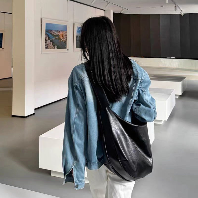 Vintage Distressed Tote Bag for Women - Oversized Casual Shoulder Bag with Zipper Closure, Large Capacity Purse for Spring, Work, Travel & Daily Use, Synthetic Fiber Material, Blac