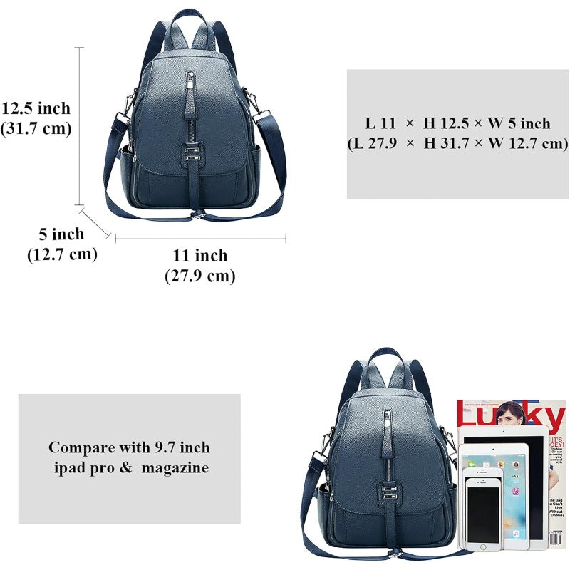 Backpack for Women Convertible Shoulder Bag with Buckle Flap