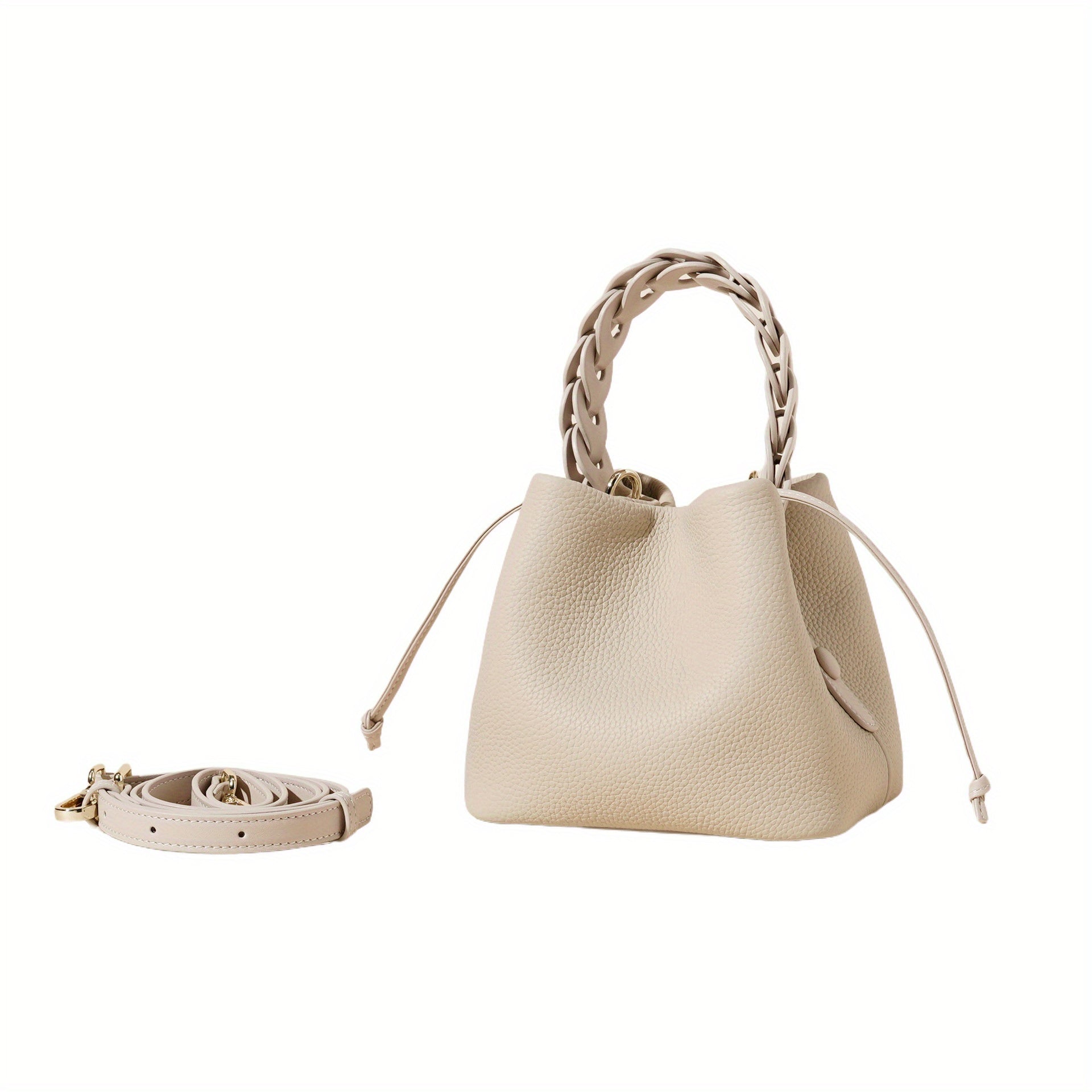 2025 New Genuine Leather Bucket Bag Crossbody Bag Handbag Shoulder Bag Textured Genuine Leather Commuter Multi-functional Crossbody Bag Elegant Handbag