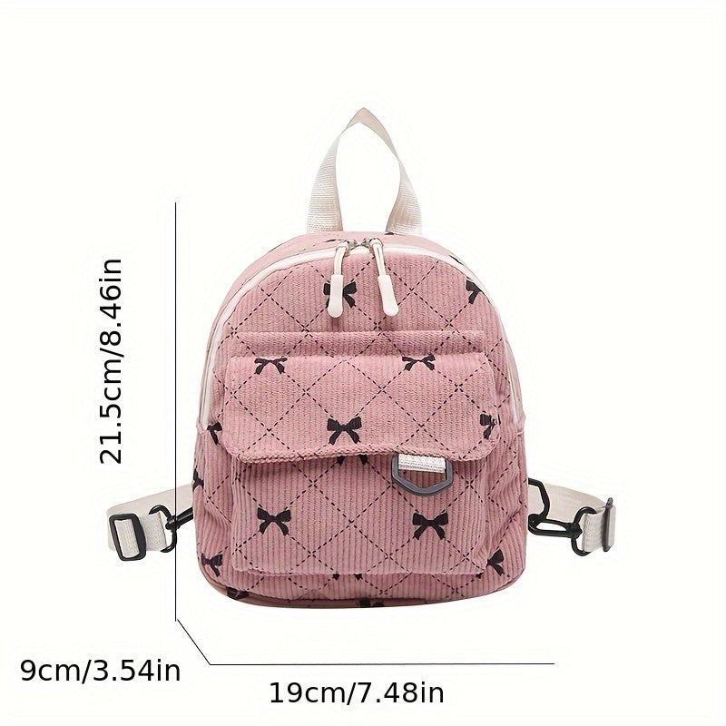 Fashion Mom Travel Backpack - Lightweight Mini Daypack with Bow Accent & Bow-Shaped pattern (Multi-Color Options), Durable Nylon & for, Day Trips, Airplane\u002FTrain Commute - Stylish Compact Backpack