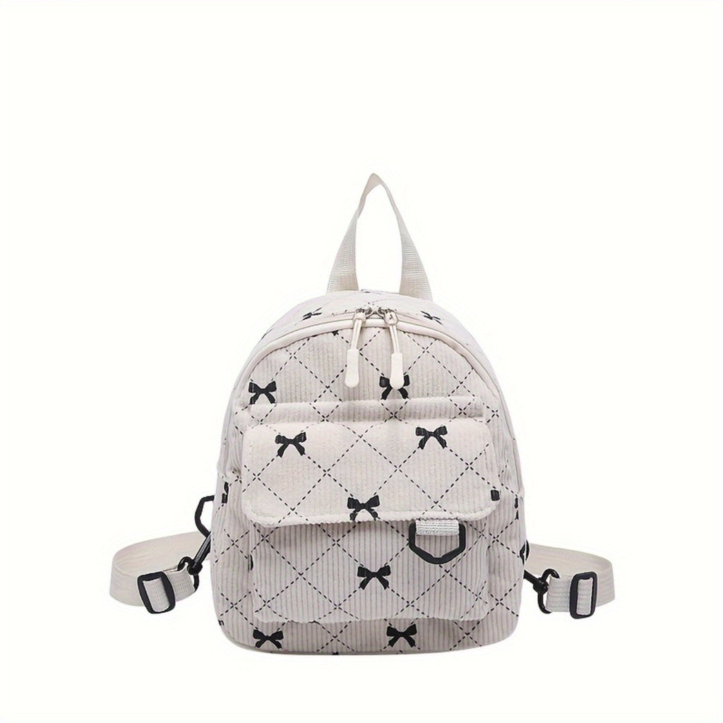 Fashion Mom Travel Backpack - Lightweight Mini Daypack with Bow Accent & Bow-Shaped pattern (Multi-Color Options), Durable Nylon & for, Day Trips, Airplane\u002FTrain Commute - Stylish Compact Backpack