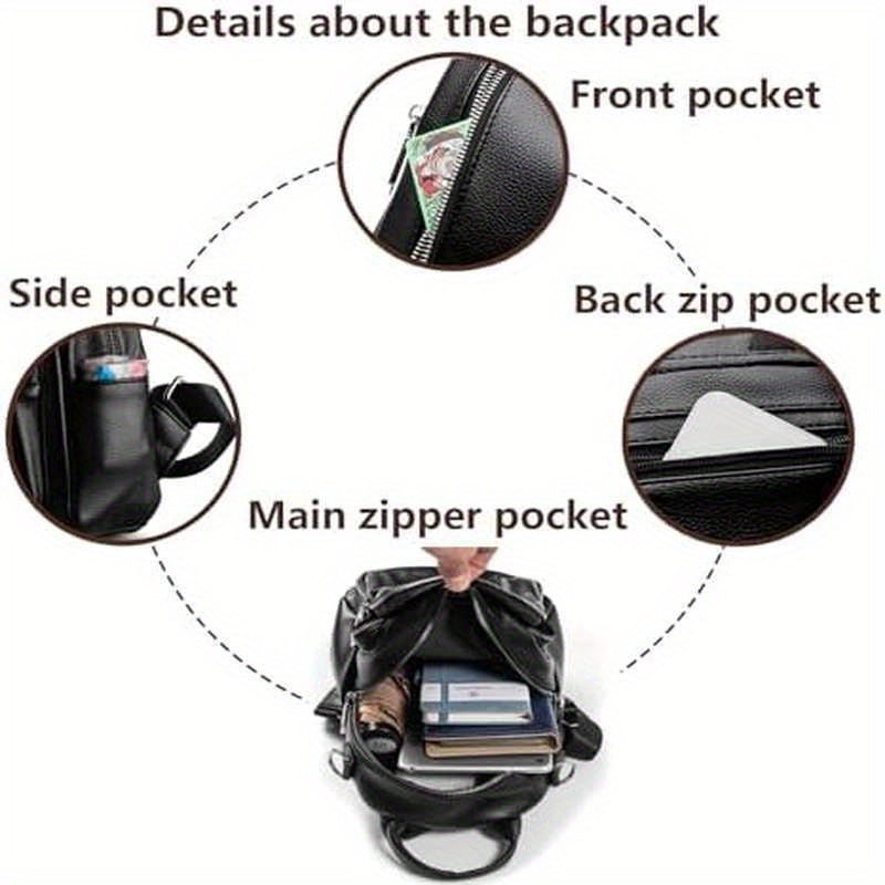 Women's 3-in-1 Backpack Purse - Convertible Handbag & Mini Daypack with Golden-Tone Hardware, Adjustable Strap (18-35\