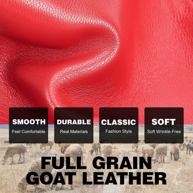 Women'S Vintage Full Grain Goat Leather Kiss Lock Wallet - RFID Blocking Zipper Closure, Red Clutch with Coin Purse, Multi-Compartment Organizer, Photo Holder & Card Slots, Machine Washable, Secure & Stylish Everyday Carry (Durable Non-Wove