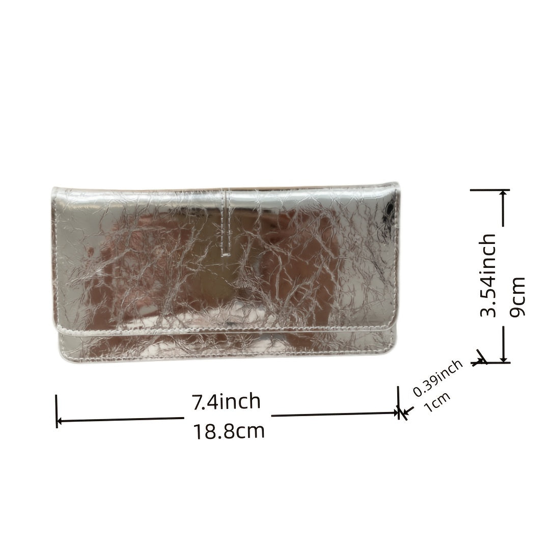 New Solid Color Genuine Leather Long Wallet with Card Slots and ID Holder, Portable Design for Everyday Use, Durable Structure, Snap Closure, Essential Travel Accessory, Trendy Men'S Style, Compact & Affordable, Wallet For Women