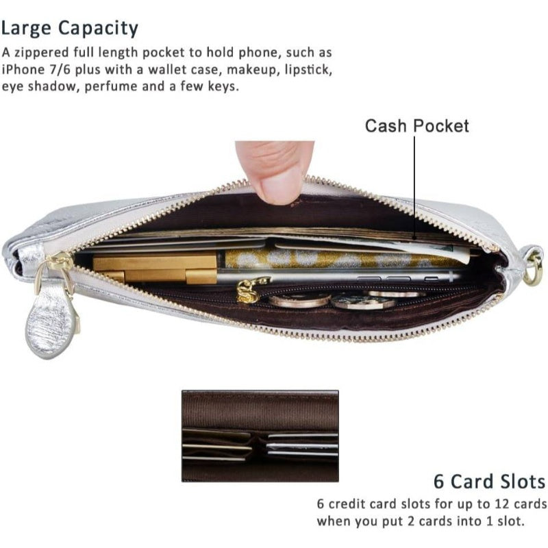 Wristlet Clutch RFID Blocking Bag Cell Phone Wallet Purse Wristlet Wallet Purses and Handbags Women, Handsfree Bag, Travel Essentials, Sleek Wallet, Stylish Wristlet, Durable Wristlet, Genuine Leather, Phone Wristlet, Clutch Handbag, Fashion