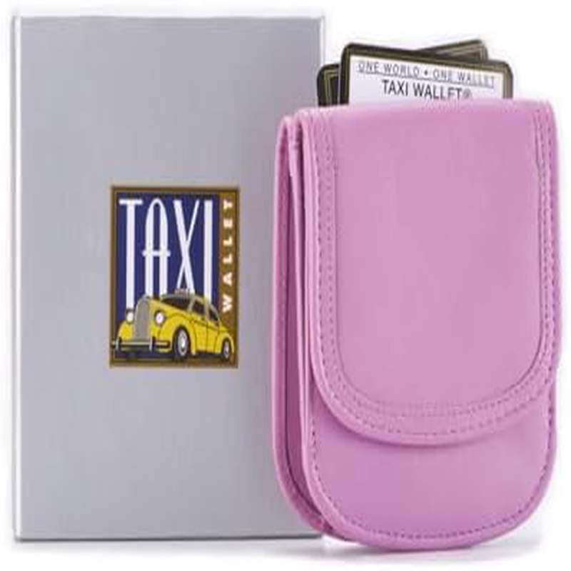 Taxi Wallet TW03 Soft Lavender Leather-like Compact Front Pocket Wallet for Men & Women - Retro Bi-Fold Card Holder with ID Window, Cash & Coin Pocket, Taxi-Themed Design (Pink\u002FPurple) - Machine Washable Everyday Carry
