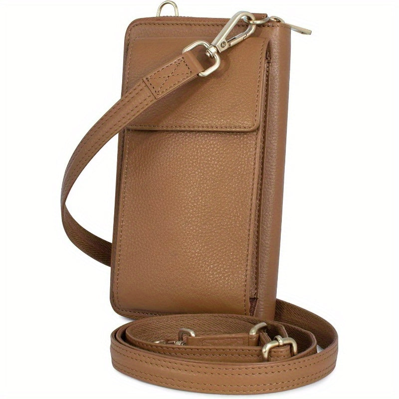 Crossbody Faux Leather Wallet Phone Purse, Anti Theft and RFID Blocking, Small Elegant Design for Travel