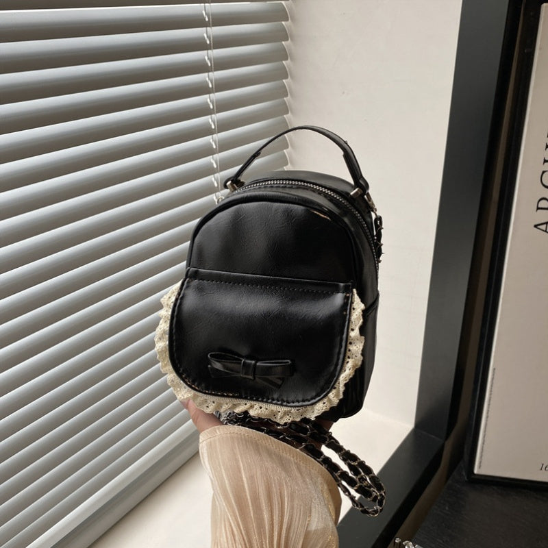 Women'S Stylish Synthetic Backpack with Lace Trim - Versatile Summer Shoulder Bag, Zipper Closure, Polyester Lining, Perfect for Casual or Formal Outfits, Casual Daypack | Lace Trim Backpack | Synthetic Bag, Backpack for School