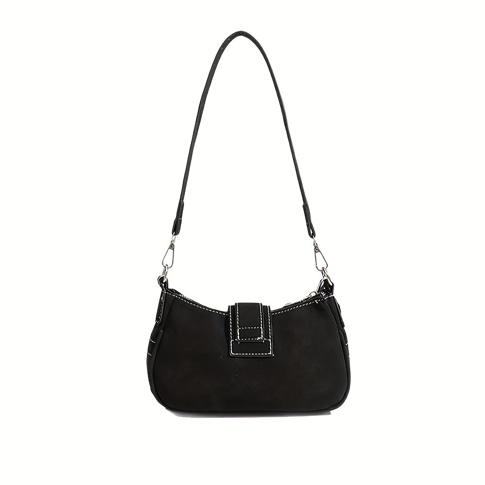 1pc Women's Retro Punk Chain Shoulder Bag - Detachable Strap, Zipper Closure, Nylon Handbag with Black & Red Star Embossed Design, Edgy Urban Style for Casual & Formal Outfits