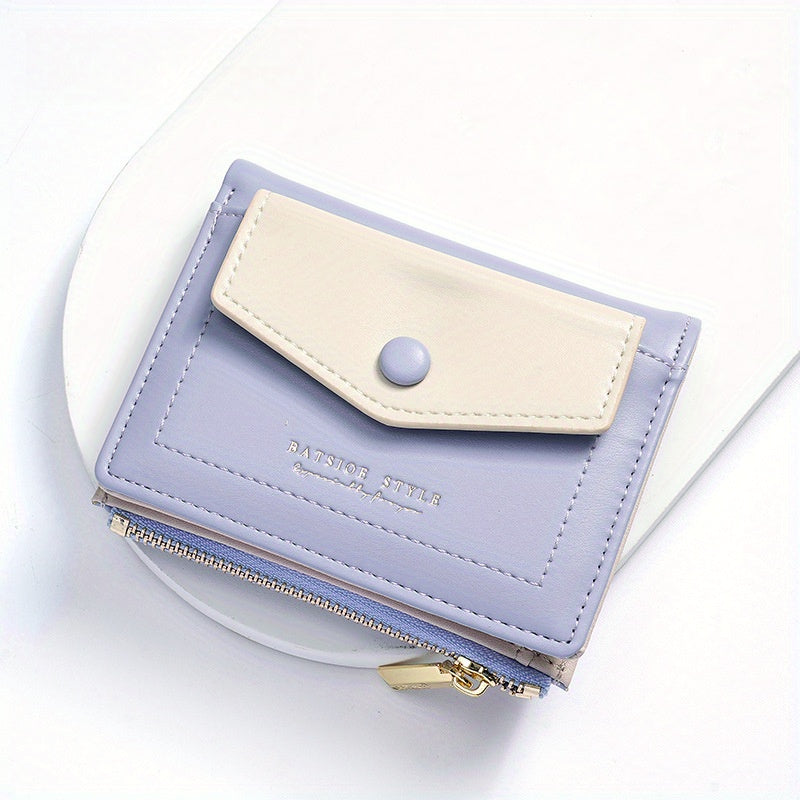 2025 Colorful Women'S Clutch Wallet - Stylish PU Synthetic Card Holder with Snap Closure, Pastel Mint Green & Pink Design, Compact & Lightweight for Everyday Use, Cute Wallet