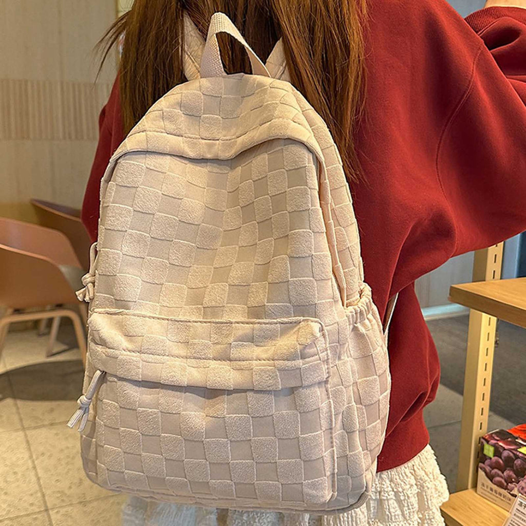 Stylish Large Capacity Backpack for Men & Women - Lightweight Durable School, Travel, Work Backpack with Adjustable Padded Shoulder Straps, Zipper Closure & Multiple Compartments - Unisex Casual Backpack in Beige, Black, Blue, Pink, White, Navy Blue