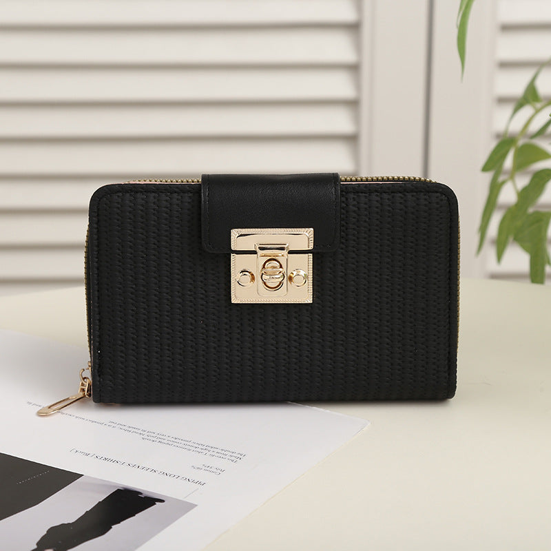 Long Wallet, Large Capacity Change Purse, Small Fresh Stripes, Multi-Card Position, Women'S Wallet.