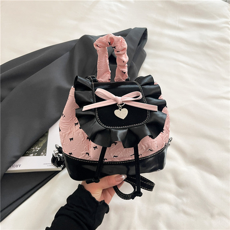 Sweet Lace Trim Backpack - Blue & Red Plaid Bag with Adjustable Strap, -Tone Hardware & Flag Charm-like Tag, Hand Washable Bookbag for, Christmas Gift (Turquoise\u002F Blue)