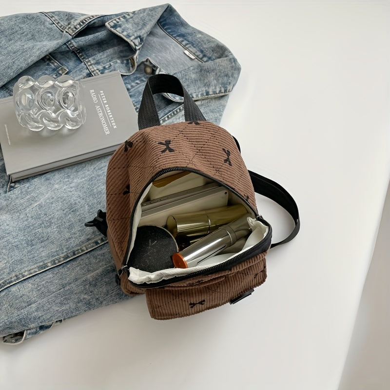 Fashion Mom Travel Backpack - Lightweight Mini Daypack with Bow Accent & Bow-Shaped pattern (Multi-Color Options), Durable Nylon & for, Day Trips, Airplane\u002FTrain Commute - Stylish Compact Backpack