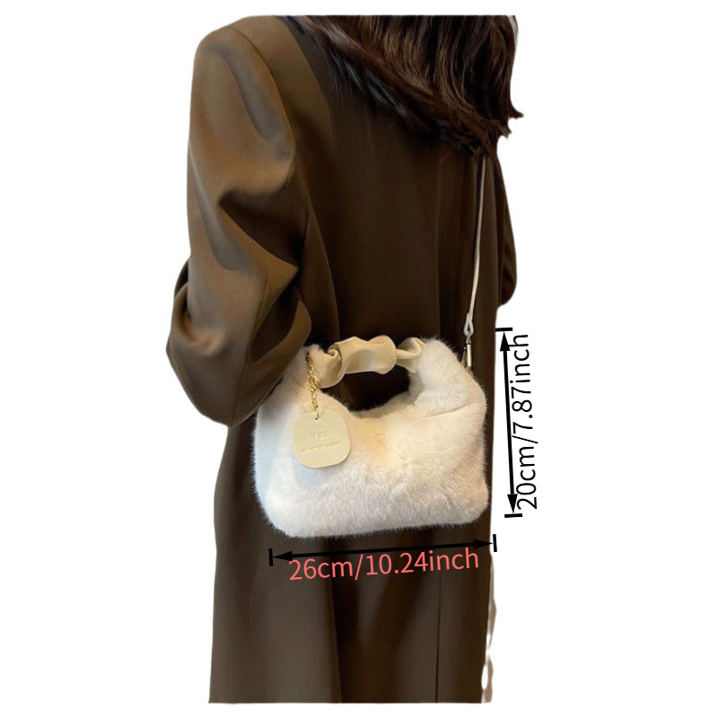 New high-grade plush bag handbag Women's new fall winter fashion furry portable messenger bag furry bag sweet