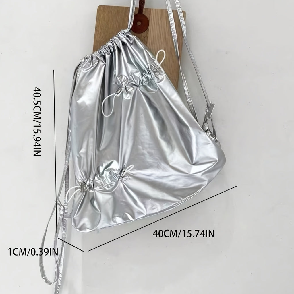 Stylish Bow Tie Drawstring Backpack for Women - Large Capacity, Foldable, Durable Polyester, Perfect for Travel & Outdoor Activities, Casual Daypack with Multiple Pockets, Backpack for Travel, Versatile Carryall, Sleek Design, Sturdy Construction