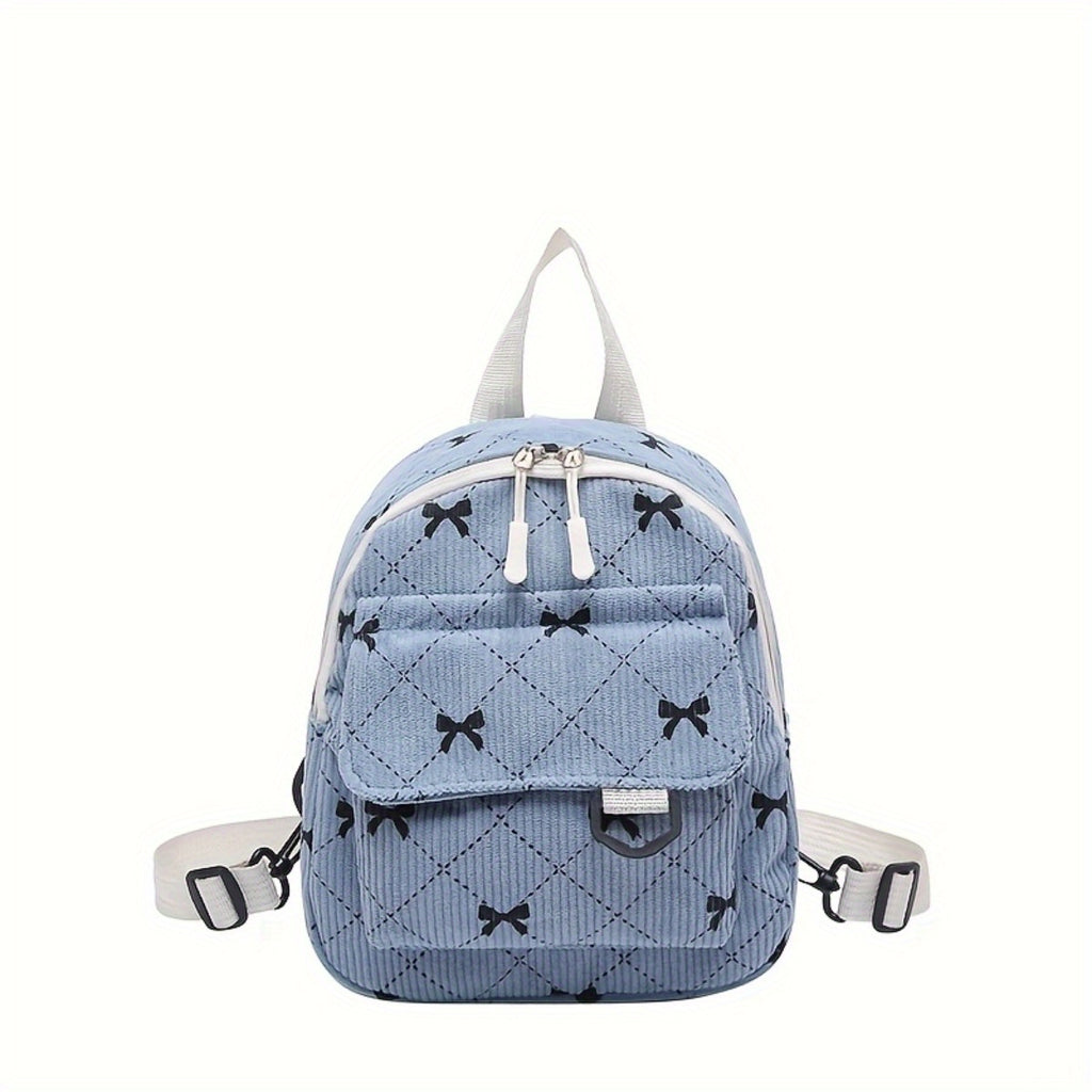 Fashion Mom Travel Backpack - Lightweight Mini Daypack with Bow Accent & Bow-Shaped pattern (Multi-Color Options), Durable Nylon & for, Day Trips, Airplane\u002FTrain Commute - Stylish Compact Backpack