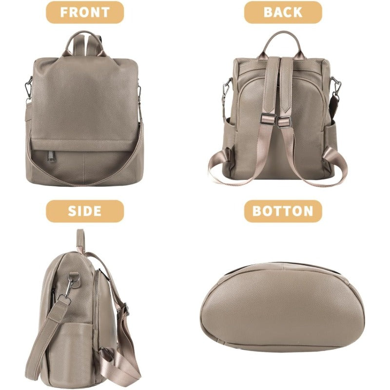 Backpack Purse for Women Antitheft Real Soft Rucksack Fashion Designer Convertible Ladies Shoulder Bag Grey, Daily Essentials Carrier, Convertible Day Bag, Antitheft Ladies Bag, Fashion Designer Bag, Minimalist Aesthetic, Structured Silhouette