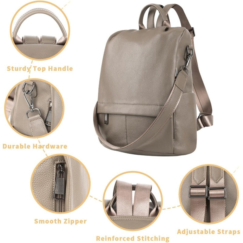 Backpack Purse for Women Antitheft Real Soft Rucksack Fashion Designer Convertible Ladies Shoulder Bag Grey, Daily Essentials Carrier, Convertible Day Bag, Antitheft Ladies Bag, Fashion Designer Bag, Minimalist Aesthetic, Structured Silhouette