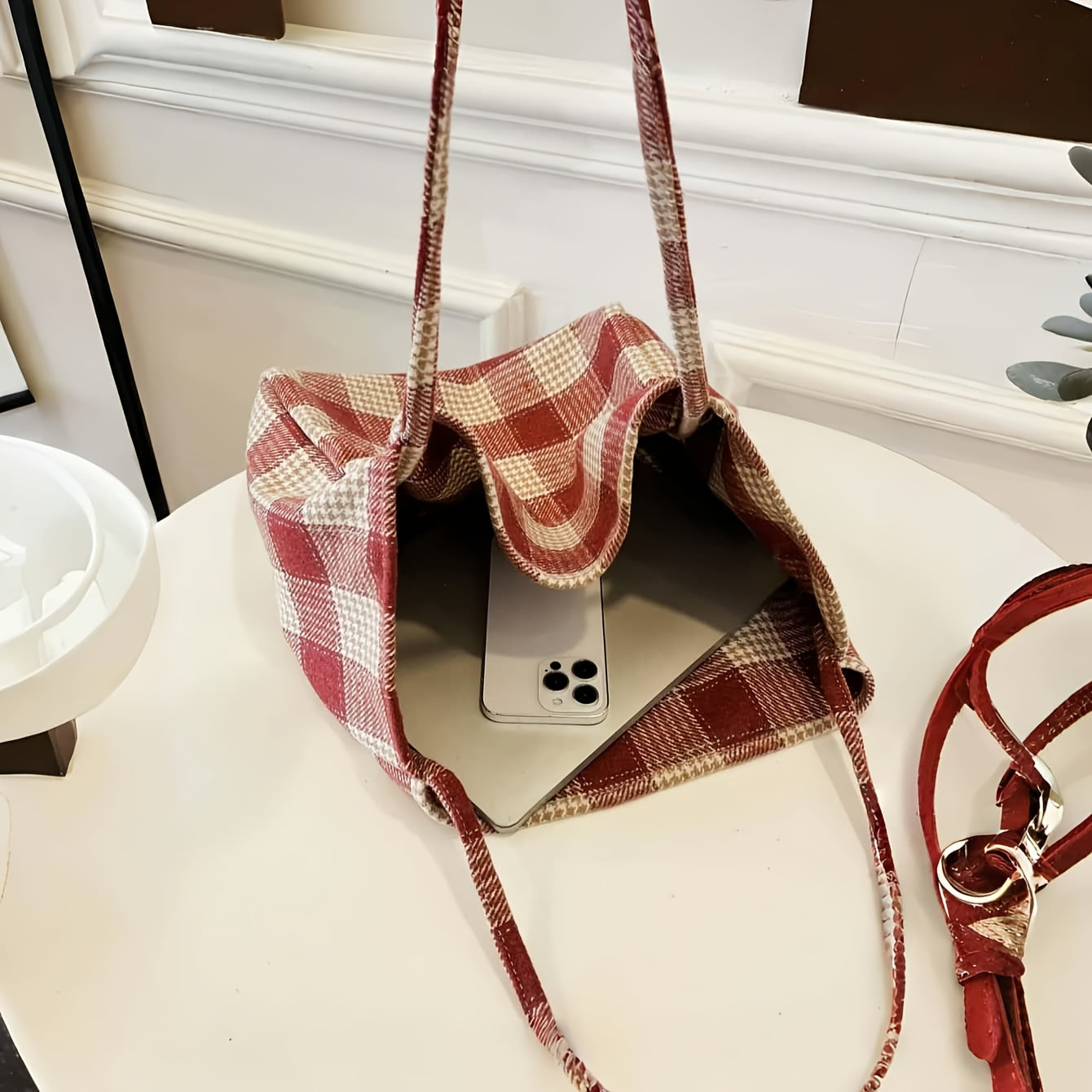 Autumn And Winter Large Capacity Christmas Ins Style All-Match Plaid Bag Female Bag Student Commuter Tote Bag
